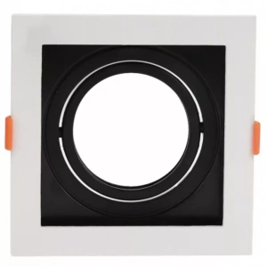 Spot de Embutir Flea Quadrado AR111 17x17x4,35cm Policarbonato Branco e Preto – Nordecor 6201