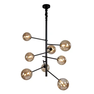 Pendente Jabuticaba Ø58x95cm Metal e Vidro Preto – Nordecor 2074