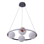 Pendente LED Hoop Uno 3000K 37W Bivolt Ø60x15cm Metal e Vidro Preto e Cobre - Nordecor 2308