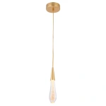 Pendente LED Leah 3000K 3W Bivolt Ø5,5x33cm Vidro e Alumínio Dourado - Nordecor 2409