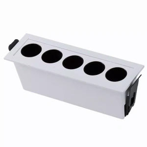 Spot de Embutir LED Powerus 5 Focos IRC 90 3000K 10W Bivolt 5×14,5cm Alumínio Branco – Nordecor 6375