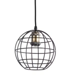 Pendente Gradeado Redondo Ø17x20cm Metal Preto e Dourado - Nordecor 2096