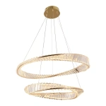Pendente LED Lezie 3000K 97W Bivolt Ø80cm Metal e Cristal Ouro - Nordecor 2738