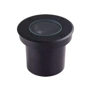 Embutido de Solo Chão LED Venna Redondo Com Antiofuscante Externo 3000K 20W Bivolt Ø13x9cm Aço Inox Preto – Nordecor 6420