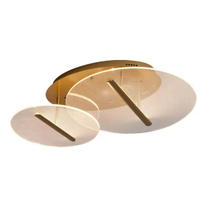 Plafon de Sobrepor LED Razi 2 Redondo 3000K 19W Bivolt 64x15cm Alumínio e Acrílico Dourado Fosco – Nordecor 2500